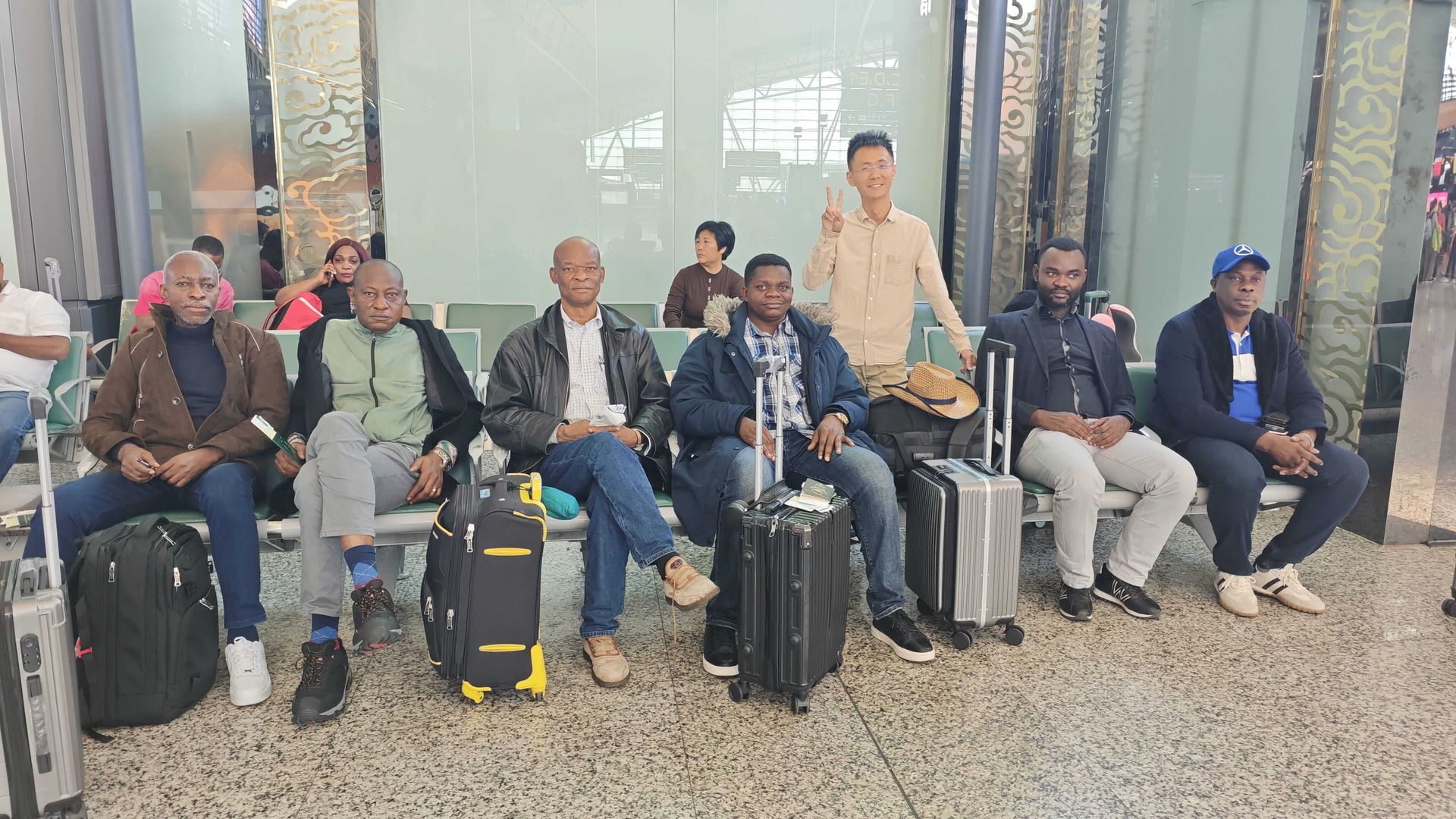 "Kasai Oriental delegation departing Guangzhou Airport after a successful visit to China Care Medical."