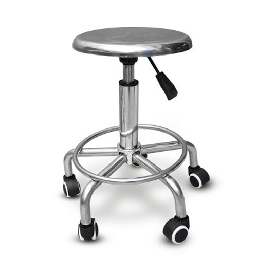 Tabouret haut en acier inoxydable 5 pieds avec roulettes avec fonction de relevage