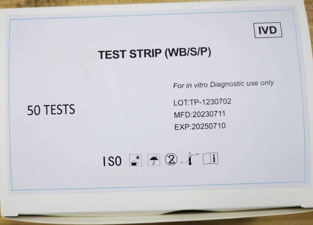 Bandelettes de test d'antigène de surface de l'hépatite B HBsAg 2,5 mm, 50 tests/boîte