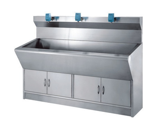 [CCF-F437] Auto-Sensing stainless steel hospital hand washing sink for three preson