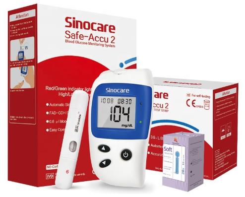 [CC23031402] Sinocare Safe-accu2 Monitor de glucosa en sangre con tiras reactivas