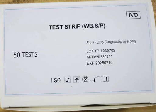 [CRS4HBsAg2.5] Bandelettes de test d'antigène de surface de l'hépatite B HBsAg 2,5 mm, 50 tests/boîte